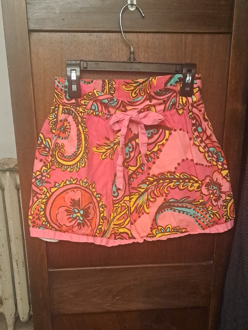 Lily Pulitzer Size Med Youth Pink Paisley Tie-Waist Mini Skirt